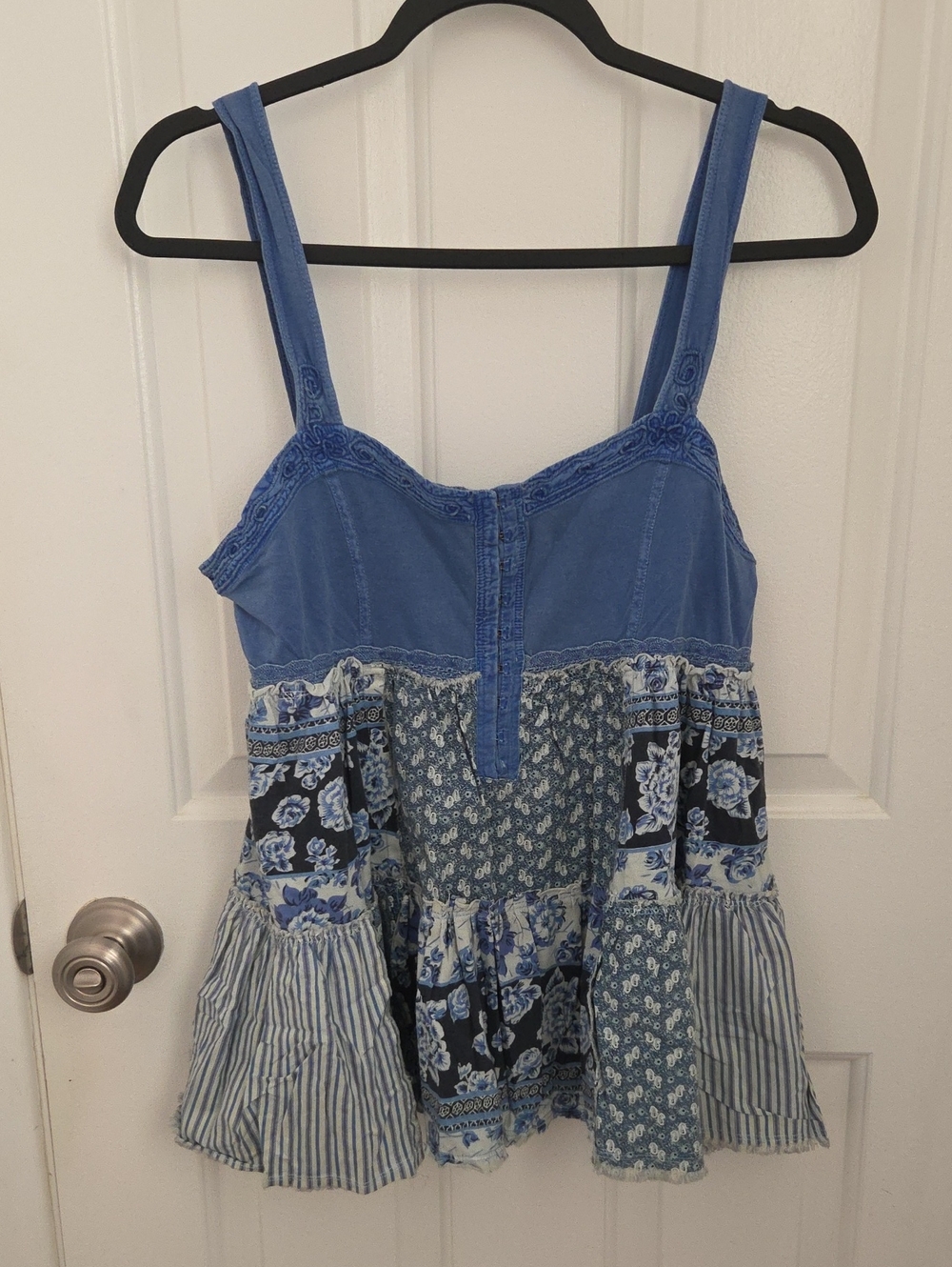 Free People Blue Floral Patchwork Camisole NWT